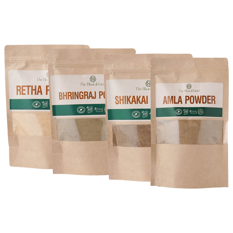 The Bharat Farm Amla+Retha+Shikakai+Bhiranjraj Powder(200gm each)